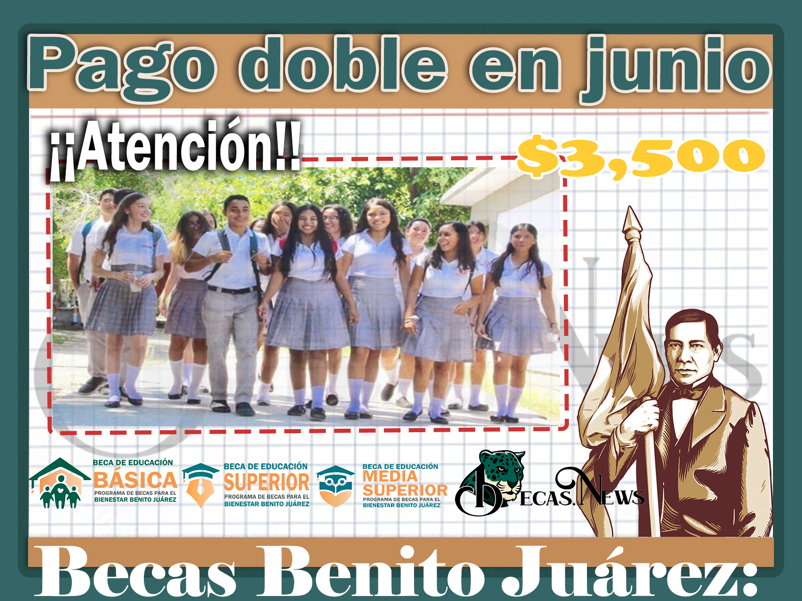 Becas Benito Juárez: ¡¡Atención!! Pago doble de $3,500 en junio
