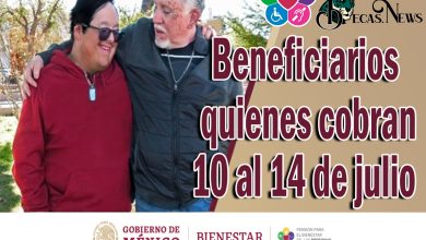 Beneficiarios del Programa de Pensión Bienestar para Personas con Discapacidad quienes cobran del 10 al 14 de julio