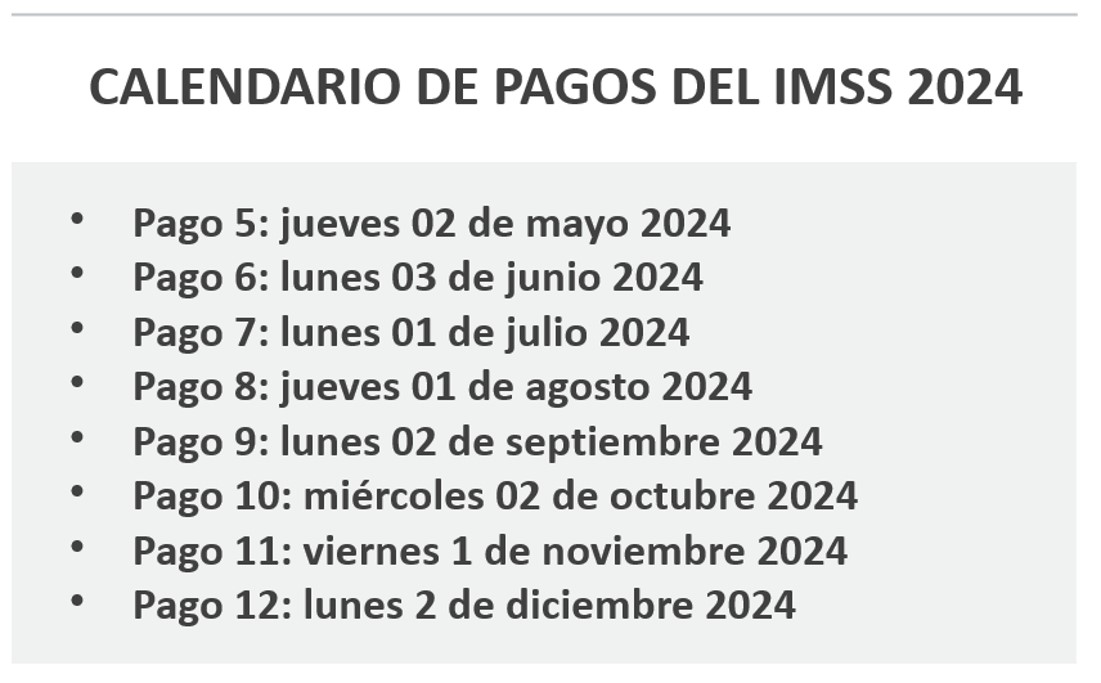 Calendario de Pagos del IMSS 2024