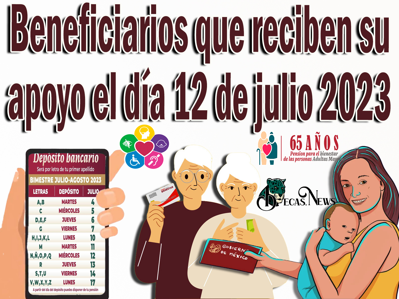 Pensión Bienestar: Beneficiarios que reciben su apoyo el día 12 de julio 2023 