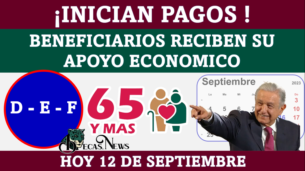 ¿Qué beneficiarios reciben su apoyo economico el día 12 de septiembre? | Pensión Bienestar