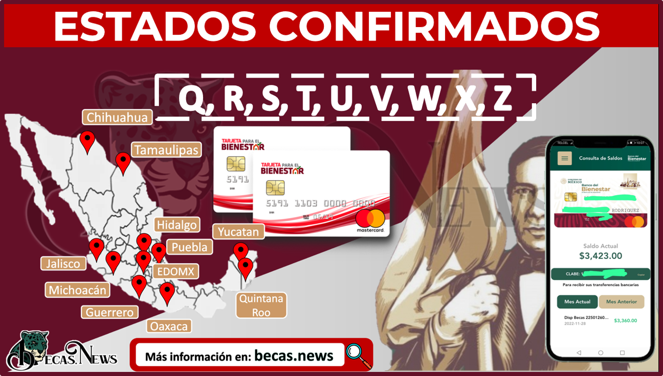 Ultimo pago ¡Estados confirmados! Becas Benito Juárez Nivel Básico Letras Q, R, S, T, U, V, W, X, Z