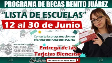 Becas Benito Juárez ¡Atención Becarias y Becarios! Lista de Escuelas que otorgaran las Tarjetas Bienestar 